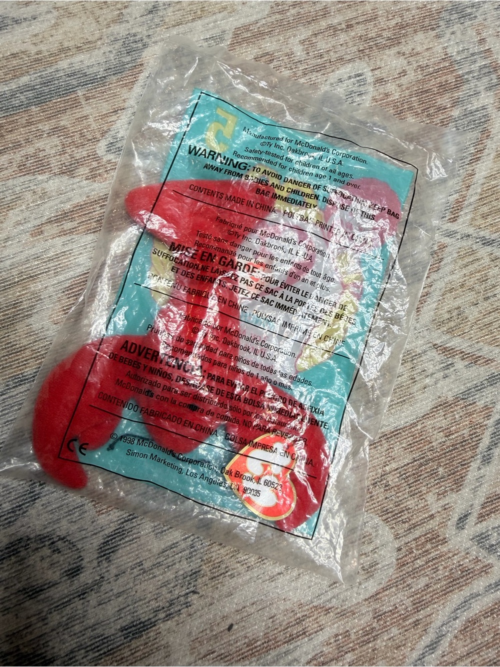 Rare Ty Teenie Beanie Pinchers McDonald's Tag Error 1999/1993